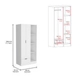 Memphis Wardrobe Armoire with 4-Tier Storage Shelves and 1 Drawer
