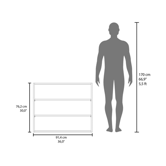 TUHOME Wally 36" Wide x 30" High 3-Tier Open Wall Cabinet, Modern Wall Shelf and Storage Organizer for Bedroom, Office, Living Room or Garage, Deep Cube Shelf System for Decor Display and Everyday Home Organization