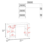 Home Office Desk with 2 Drawers and Open Shelf, 120 Wide, Space-Saving Design
