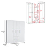 TUHOME Bariloche Wardrobe with Multi-Section Storage, Dual Hanging Rod Compartments, Central Shelving Area, Two Smooth-Glide Drawers, Metal Handles and Spacious Organization for Modern Bedrooms and Closet Spaces