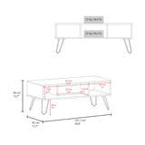 TUHOME Vassel Coffee Table with Hairpin Metal Legs, Two-Tier Open Storage Shelves and Spacious Top Surface, Modern Living Room Center Table for Books, Décor and Everyday Use, Stylish Statement Furniture Piece