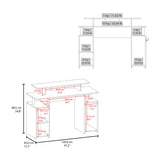 Keria 47" Wide 2-Tier Gamer Desk with Three Shelves, PC Tower Stand, Raised Monitor Shelf, Spacious Work Surface, Modern Desk for Gaming, Home Office, Work-from-home Setup