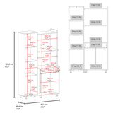 Pantress Complete Pete Kitchen Pantry and Microwave Cabinet with Three Side Storage Shelves, Built-In Pet Station, Compact Countertop, One Drawer, One Small Cabinet and, One Open Shelf