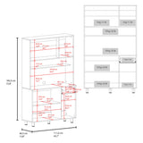 Wilson 6 Door Multi-Functional Kitchen Microwave Pantry Cabinet with One Drawer and 6 Interior Storage Compartments, Spacious Open Countertop and, Open Upper Shelf