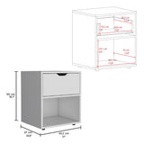 TUHOME Aberdeen 19.7-Inch High Nightstand with Central Drawer, Open Bottom Storage Compartment and Versatile Top Surface, Modern Engineered Wood Bedside  for Organized Bedrooms