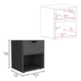 TUHOME Aberdeen 19.7-Inch High Nightstand with Central Drawer, Open Bottom Storage Compartment and Versatile Top Surface, Modern Engineered Wood Bedside  for Organized Bedrooms