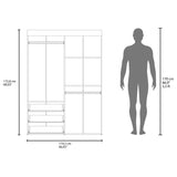 Denver Adjustable Armoire, 68" High with Rods, Double Door Cabinet, Three Drawers, Two Shelves, Compact and Space-Saving Bedroom Storage Solution for Clothes and Accessories