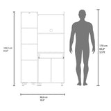 Pantress Complete Pete Kitchen Pantry and Microwave Cabinet with Three Side Storage Shelves, Built-In Pet Station, Compact Countertop, One Drawer, One Small Cabinet and, One Open Shelf