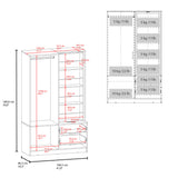 Seville High Multifunctional Armoire Wardrobe Storage Console Featuring Full-Length Integrated Mirror Door One Access Cabinet and Two Smooth-Gliding Drawers for Practical and Stylish Bedroom Organization