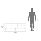 TUHOME Vulcan 63" Wide Modern TV Stand with One Cabinet, Three Open Shelves and Cable Management, Stylish Entertainment Console for 70" TV, Living Room Media Unit with Storage for Devices, Decor and Accessories
