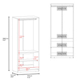 Wenden Spacious Freestanding Armoire Wardrobe Console Double Door Design for Bedroom Storage Upgrade Featuring Hanging Rod and Interior Shelves for Optimized Garment Organization