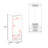 Wenden Ultimate Bedroom Storage Armoire Wardrobe Solution Double Door Design Featuring Two Spacious Pull-Out Utility Drawers Interior Hanging Rod and Shelving for Comprehensive Garment Organization
