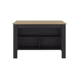Cala Wide Kitchen Island with Spacious Tabletop, Three Open Storage Shelves, Four Sturdy Legs and Comfortable Meal Prep Workstation