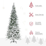 HOMCOM 9' Unlit Snow Flocked Pine Artificial Christmas Tree with Realistic Branches and 1159 Tips, Green