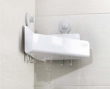 EasyStore™ White Corner Shower Shelf with Removable Mirror