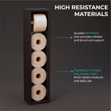 TUHOME Bali 28-Inch Toilet Paper Holder Shelf Organizer with Multiple Roll Compartments and Upper Storage Surface, Slim Space-Saving Bathroom Organizer for Tight Areas in Bathrooms, Living Rooms or Kitchens