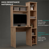 Tuhome Versalles Writing Desk with Two Superior Shelves, Five Side Open Storage Compartments, Space-Saving Modern Workstation Design for Studios and Offices, Ideal for Organization, Books, Accessories and Daily Productivity