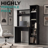 Tuhome Versalles Writing Desk with Two Superior Shelves, Five Side Open Storage Compartments, Space-Saving Modern Workstation Design for Studios and Offices, Ideal for Organization, Books, Accessories and Daily Productivity