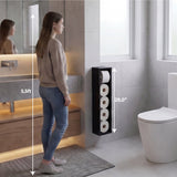 TUHOME Bali 28-Inch Toilet Paper Holder Shelf Organizer with Multiple Roll Compartments and Upper Storage Surface, Slim Space-Saving Bathroom Organizer for Tight Areas in Bathrooms, Living Rooms or Kitchens