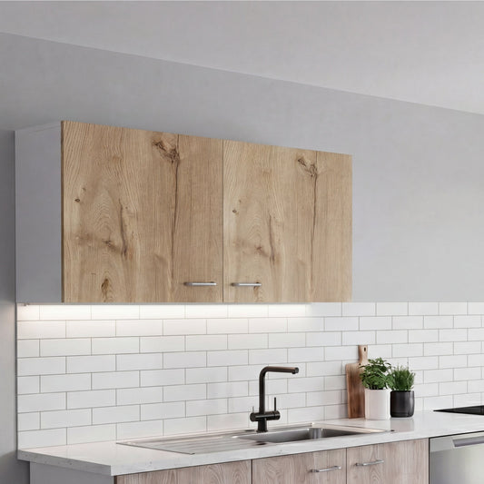Tuhome Napoles 39" W Double Door Wall Cabinet with Spacious Interior, Two-Tone Finish, Ideal for Kitchen, Office, Bathroom, or Garage Storage