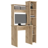 Tuhome Versalles Writing Desk with Two Superior Shelves, Five Side Open Storage Compartments, Space-Saving Modern Workstation Design for Studios and Offices, Ideal for Organization, Books, Accessories and Daily Productivity