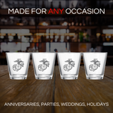 Marine USMC Whiskey & Wine Glasses Set of 4