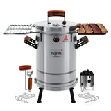 3-in-1 Stainless Steel Smoker Barrel Grill  Premium– Portable Charcoal BBQ with Thermometer, Outdoor Cooking Smoker for Camping, Backyard & Home BBQ INGRILL