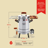 3-in-1 Stainless Steel Smoker Barrel Grill – Portable Charcoal BBQ with Thermometer, Outdoor Cooking Smoker for Camping, Backyard & Home BBQ INGRILL