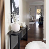 Aodai 60" Modern Oak Wood & Rattan Console Table