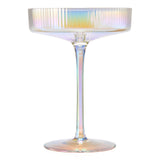 Ribbed Coupe Cocktail Glasses 8 oz | Set of 4 (Iridescent)
