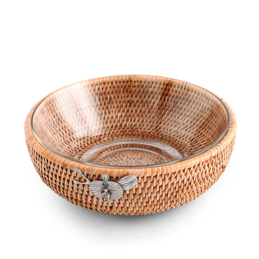 Orchid Hand Woven Wicker Natural Rattan Serving Bowl