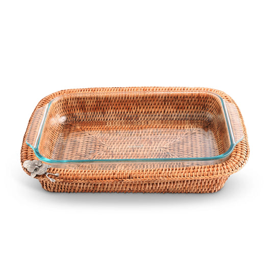 Orchid Hand Woven Wicker Rattan 3qt Rectangular Casserole Holder