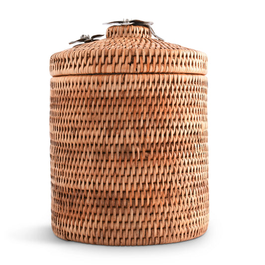 Orchids Hand Woven Wicker Rattan Lidded Ice Bucket