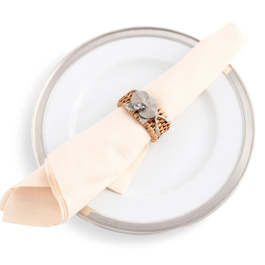 Orchid Hand Woven Wicker Rattan Napkin Ring - Set of 4