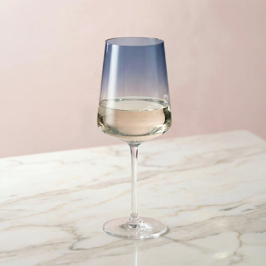Sidney Blue Ombre White Wine Glasses, 17 oz
