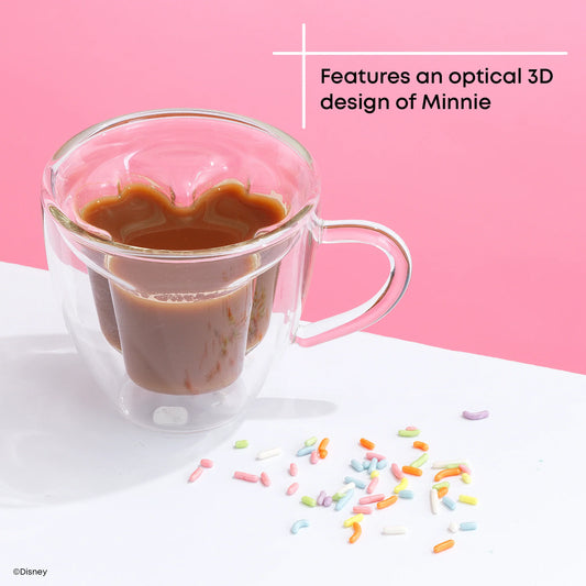 Disney Minnie Mouse 3D Double Wall Espresso Glasses, 5.4 oz