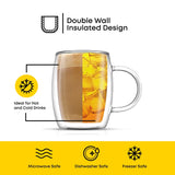 Aroma Double Wall Glass Coffee Mugs, 13.5 oz