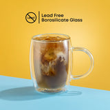 Aroma Double Wall Glass Coffee Mugs, 13.5 oz