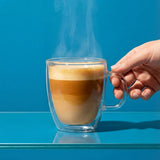 Savor Double Wall Glass Coffee Mugs, 13.5 oz