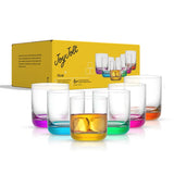Hue Colored Double Old Fashion Whiskey Glasses, 10 oz