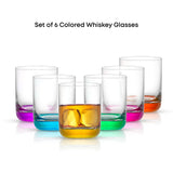 Hue Colored Double Old Fashion Whiskey Glasses, 10 oz