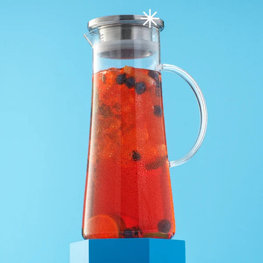 Breeze Glass Drink Water Pitcher with Stainless Steel Lid