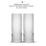 Elle Fluted Cylinder Highball Glasses, 16 oz