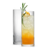 Elle Fluted Cylinder Highball Glasses, 16 oz