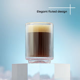 Haven Fluted Stackable Double Wall Espresso Glasses, 2.5 oz