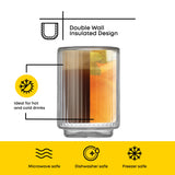 Haven Fluted Stackable Double Wall Espresso Glasses, 2.5 oz