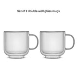 Harbor Swirl Double Wall Glass Mugs, 15oz