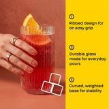 Lotus Ribbed Drinking Glasses, Set of 8
