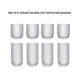 Lotus Ribbed Drinking Glasses, Set of 8