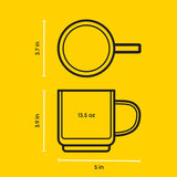 Haven Fluted Stackable Double Wall Glass Mugs, 13.5 oz